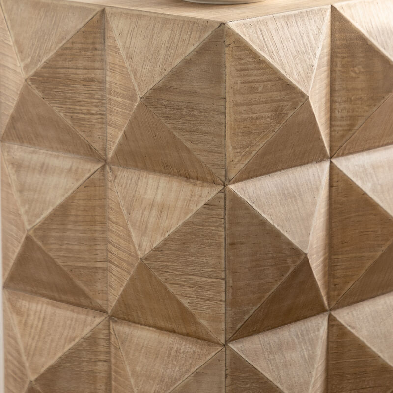 23.62" Three-Dimensional Embossed Retro Coffee Table with Pattern Design - Vintage Furniture