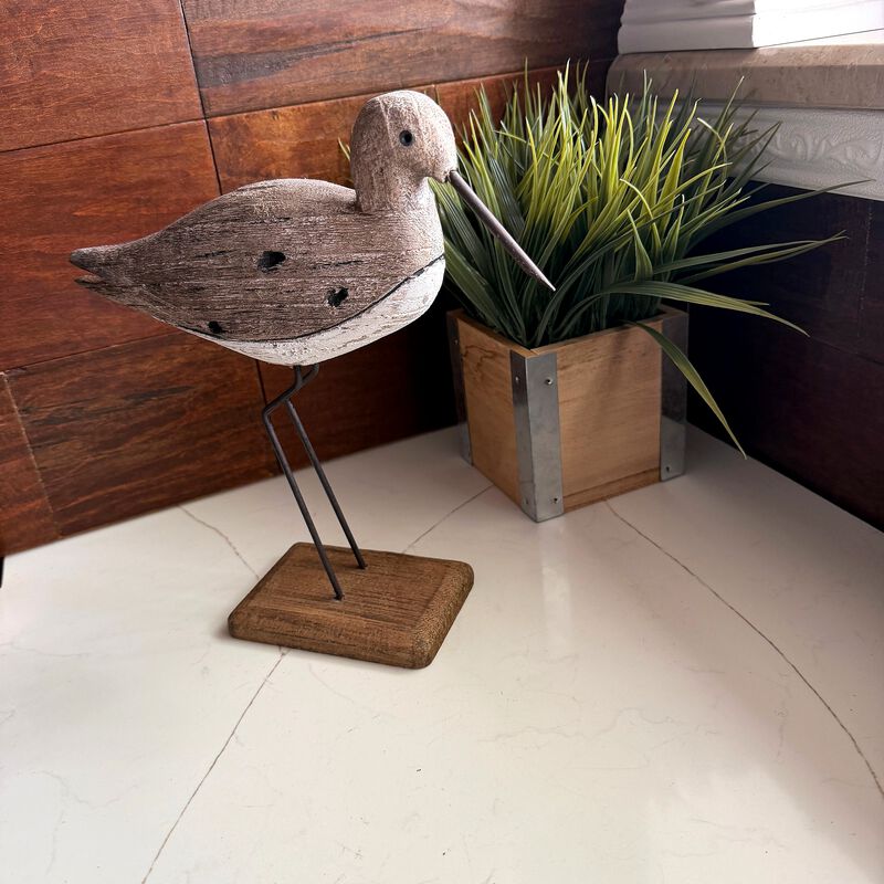 Decorative Sea Bird Figurine Weathered Wood Metal Coastal Statue 1075 In image number 7