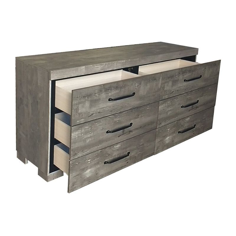 Best Quality Furniture Modern 6-Drawer Dresser In Antique Gray Color