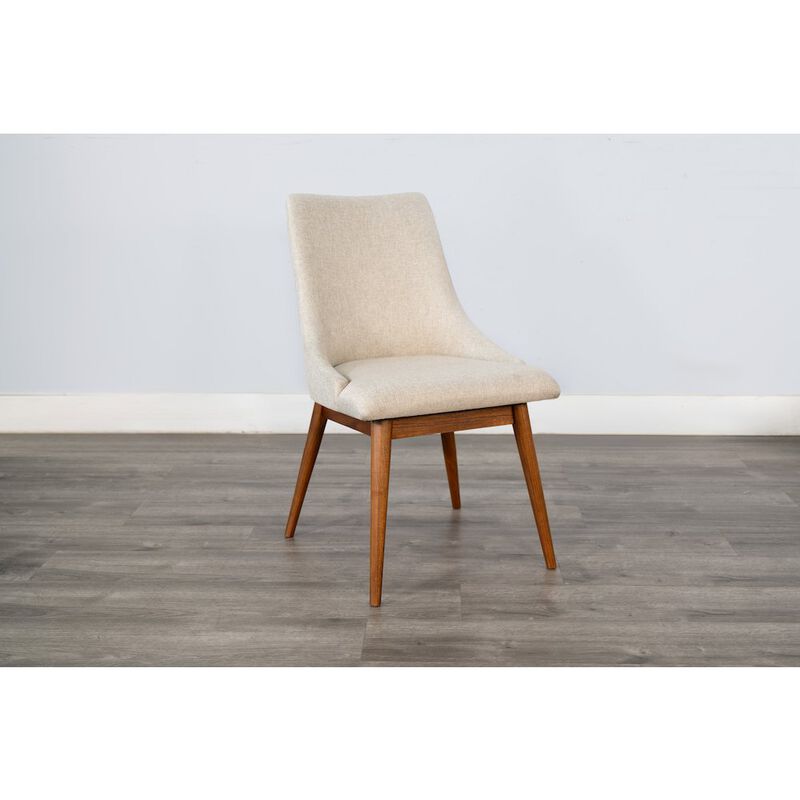 Sunny Designs Mid-Century Modern Upholstered Dining Chair, Wooden Legs (Set of 2) image number 2