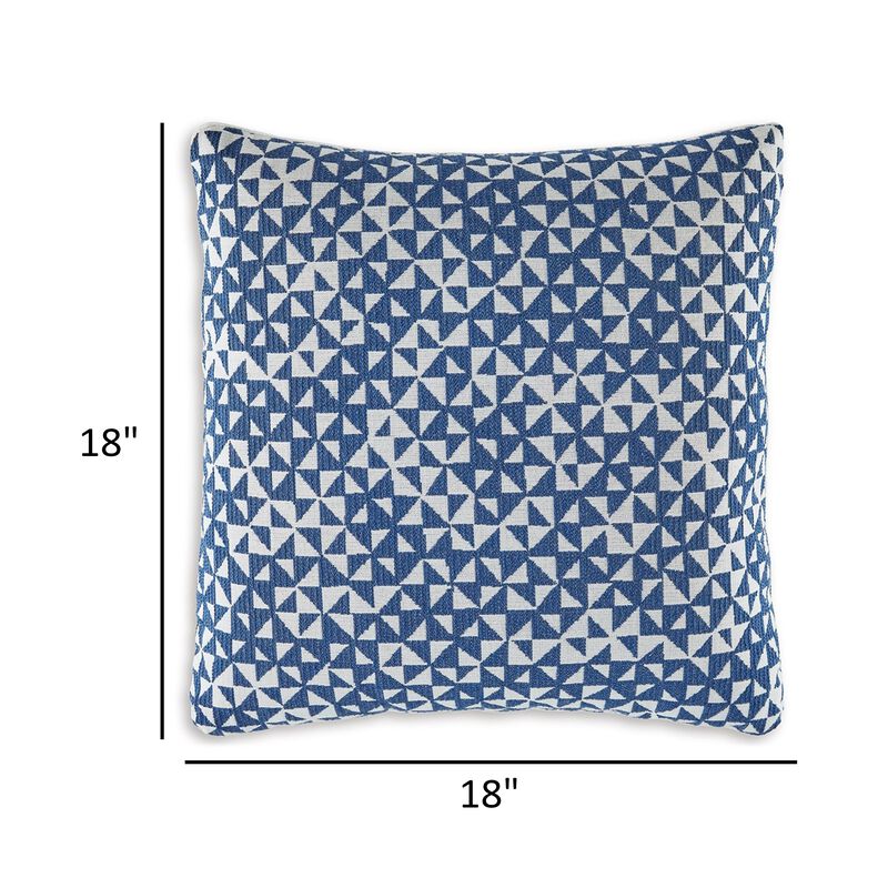 Coel 18 Inch Accent Pillow Set of 4, Indoor Outdoor Woven Geometric, Blue - Benzara
