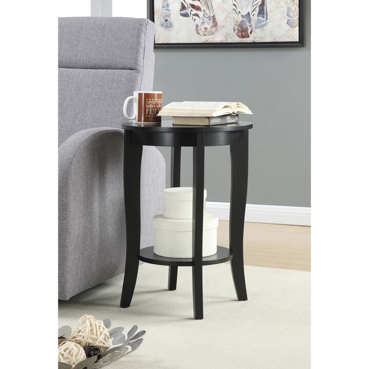 Convenience Concepts American Heritage Round End Table, Black