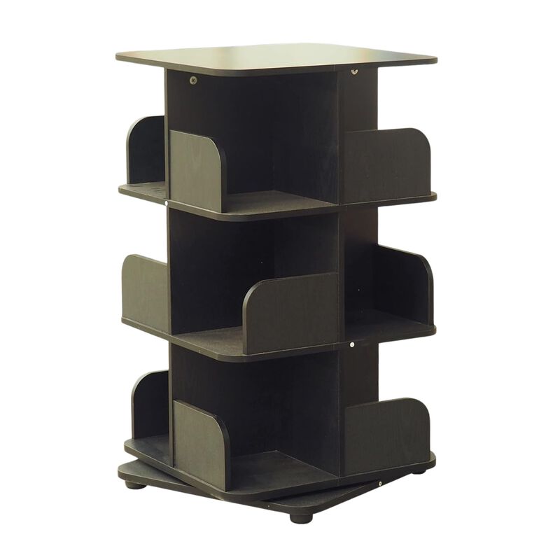 Kings Brand Furniture 3-Tier Revolving Bookcase Bookshelf, Media Storage Cabinet, White