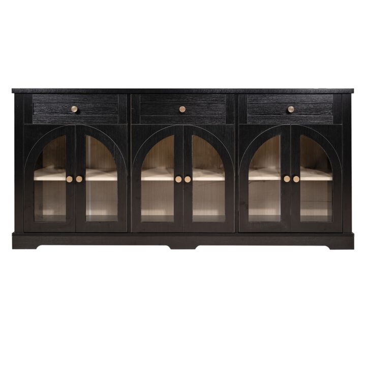 Kifrum Vintage Arched Glass Door Sideboard Cabinet