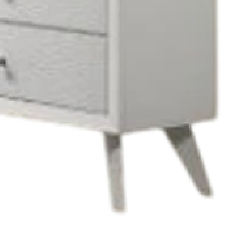 Tory Wide Dresser, 6 Drawers w Bronze Knobs, Textured White Wood