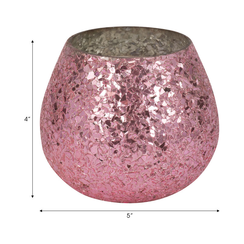 5" Pink Glass Scented Candle