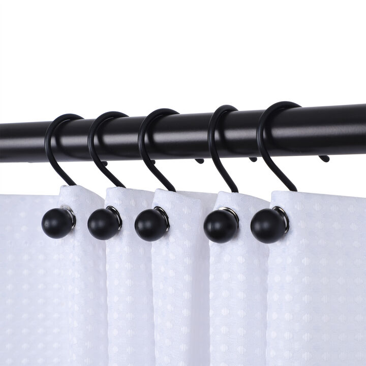 Utopia Alley Rust-Resistant Metal Shower Curtain Hooks, Decorative Round Base Design, Shower Hooks Hangers for Bathroom, Kitchen Utensils, Curtains, Clothing, Towels etc - Set of 12