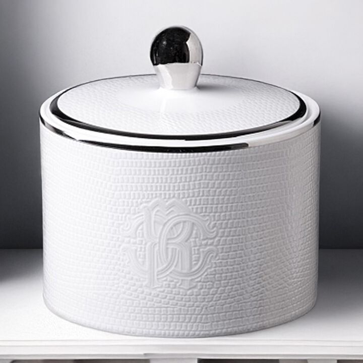 Sugar Pot LIZARD PLATIN   diam. 3.3", H 3.5"