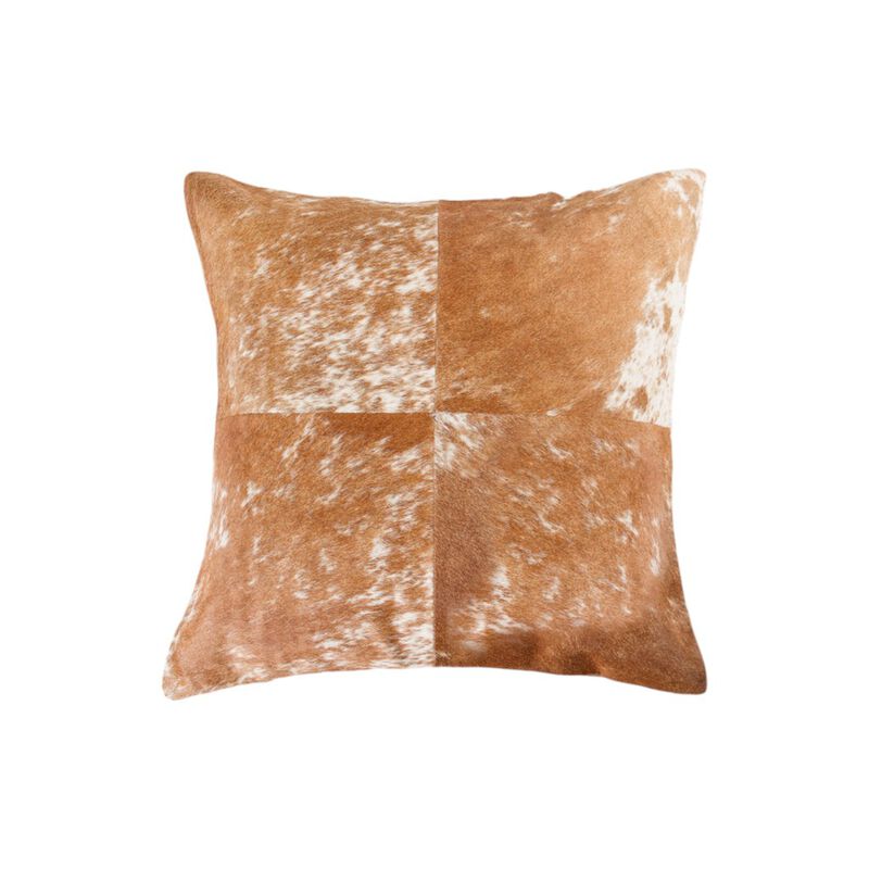 HomeRoots Set of Two 18" Brown and White Cowhide Cowhide Throw Pillows image number 2