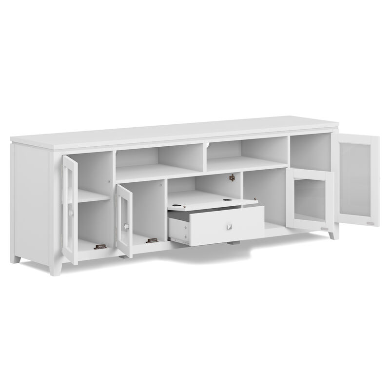 Cosmopolitan SOLID WOOD 72 inch Wide Contemporary TV Media Stand in White For TVs up to 80 inches