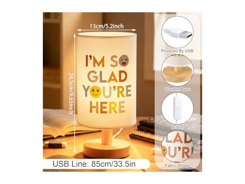 3 Color Boho Wood Fabric Table Lamp For Bedroom Living Room 2 X 9 Inch image number 2