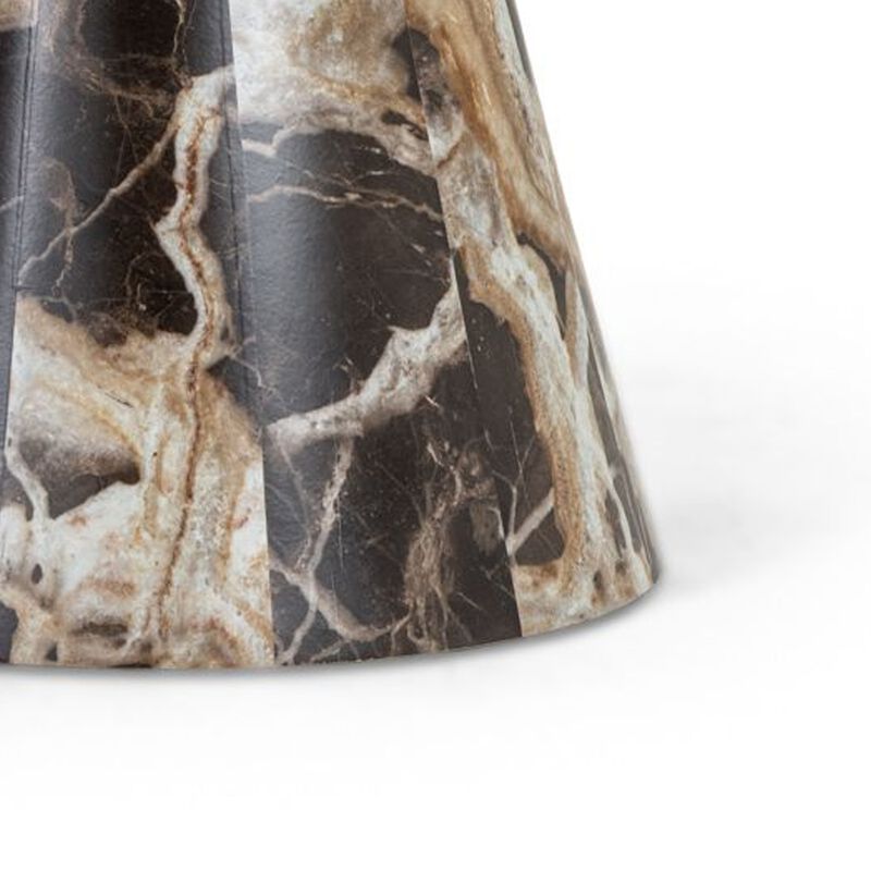 Cid Ria End Table Set of 2, Brown-White Faux Marble, Pedestal Base image number 2