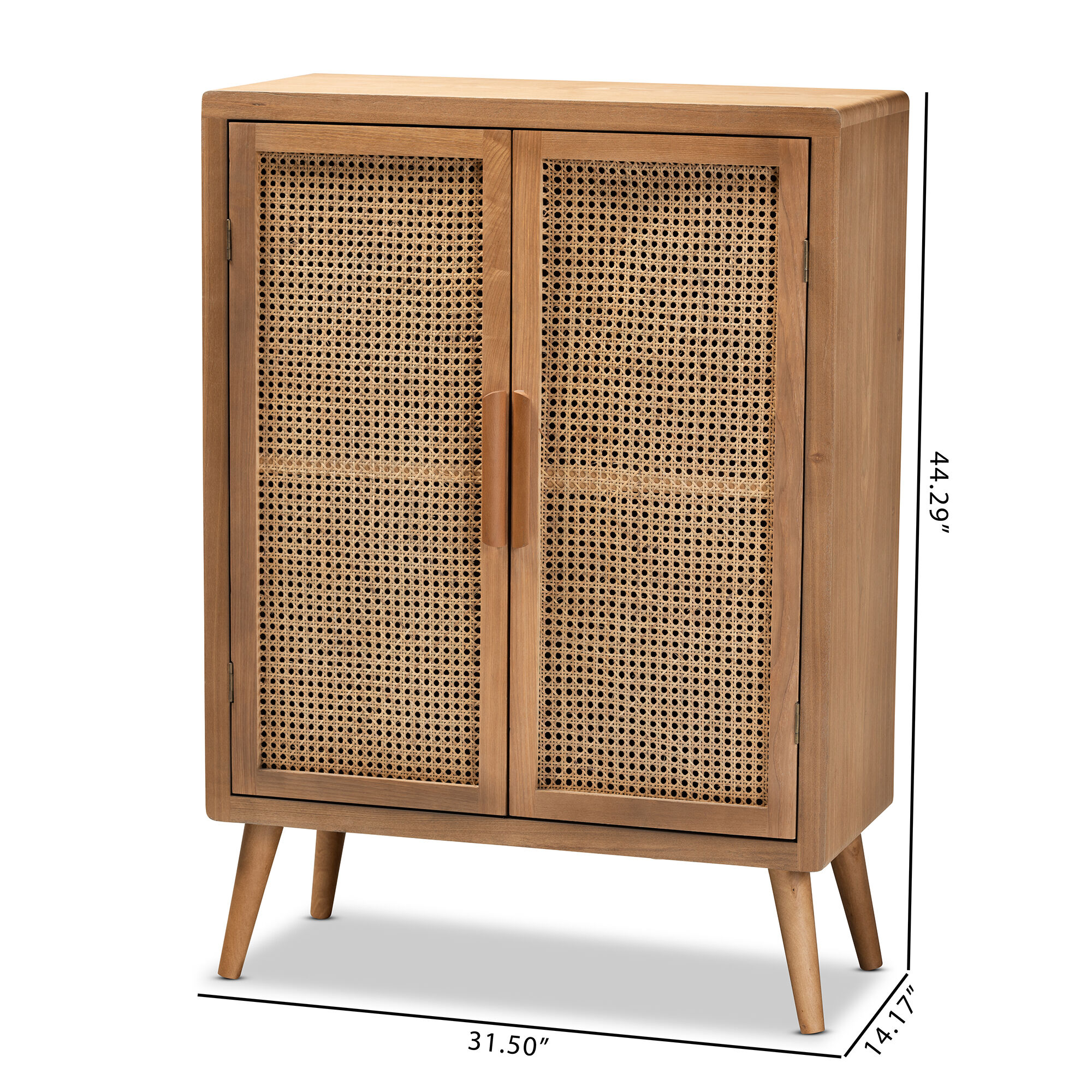 Baxton Studio Alina Mid Century Medium Oak Finished Wood 2 Door