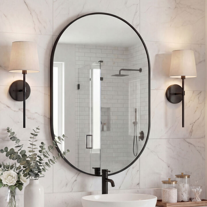 Milly Medium Oval Metal Framed Wall Mirror