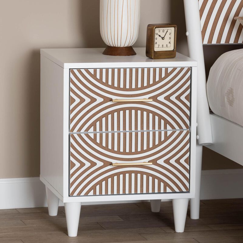 Baxton Studio Louetta Carved Contrasting Nightstand