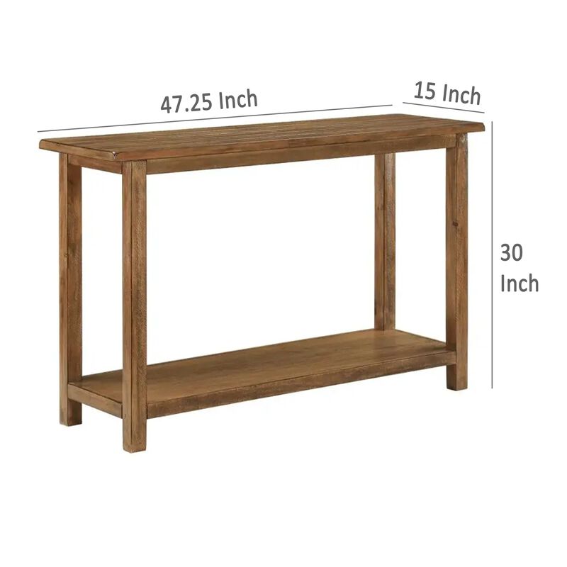 Ayne Console Table, 1 Shelf, Distressed Brown Wood Frame, 47 Inch