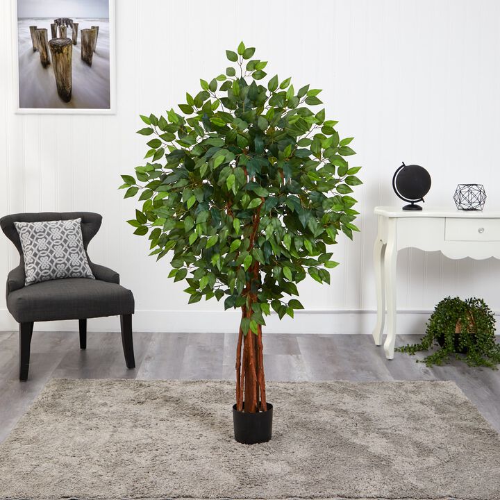 HomPlanti 4.5 Feet Super Deluxe Ficus Artificial Tree with Natural Trunk