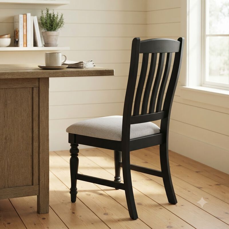 Set of 4 Kitchen Dining Chairs with Solid Wood Legs and Backrests image number 2