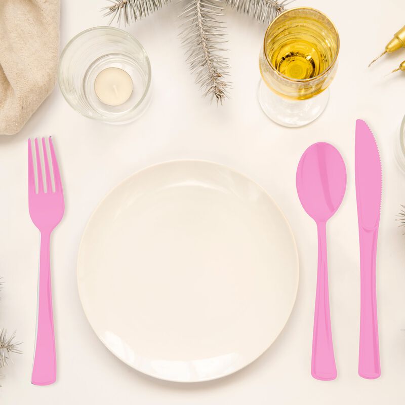 Pink Plastic Party Cutlery Set (144 Sets) image number 6