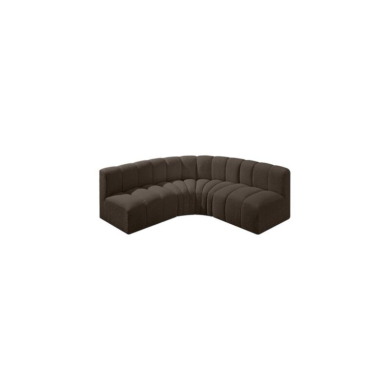 Meridian Furniture Arc Brown Boucle Fabric Modular Sofa