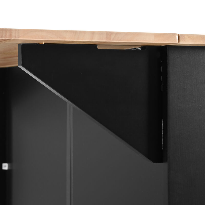 Rolling Kitchen Cart with Drop Leaf, Drawers, Towel Rack, and Pull-Out Storage