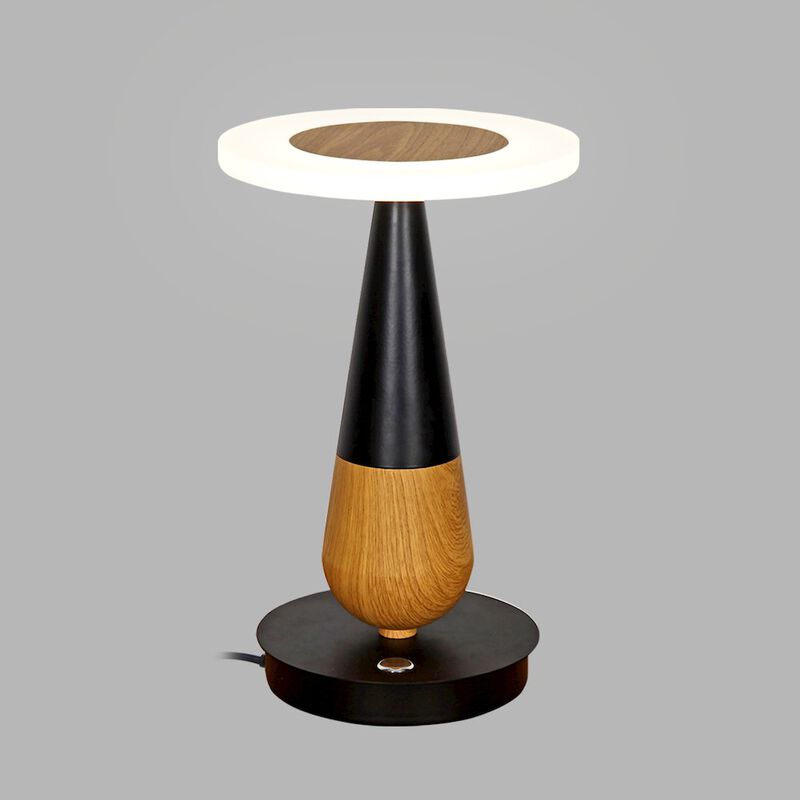 VONN Lighting Height Integrated LED Table Lamp in Plated Black Wood Finish