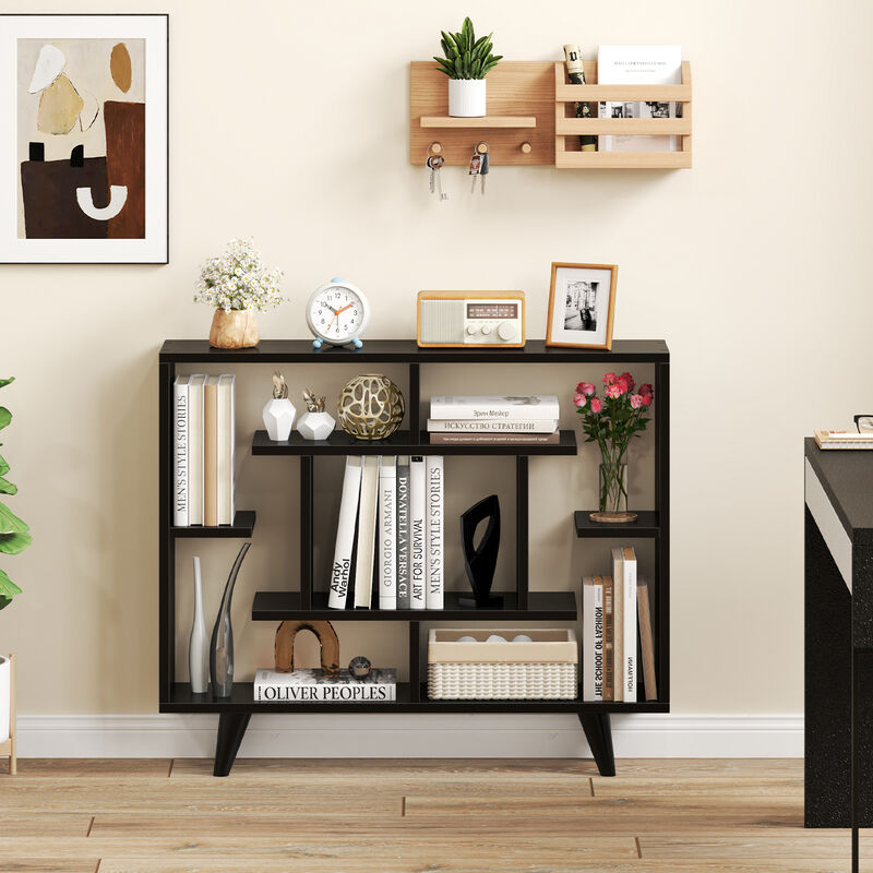 Modern Geometric Bookcase with Anti-Tip Kit – 5-Tier Storage Display Shelf