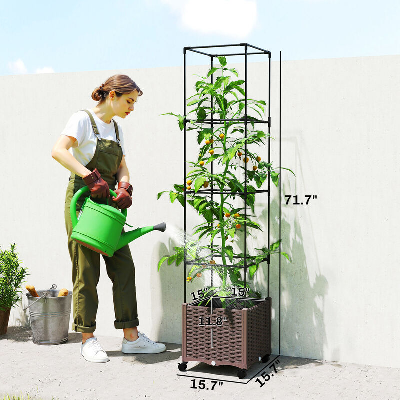 Hivvago Tomato Cage Planter Box with Trellis and Drainage image number 2