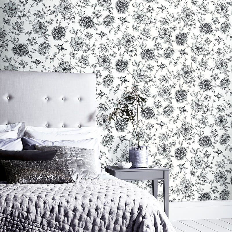 Della Black Floral Trail Wallpaper image number 4