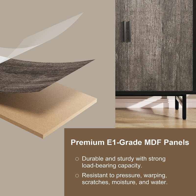 31" Sideboard Buffet Cabinet with Storage, Storage Cabinet with Adjustable Shelf, 2-Door Console Table, Accent Cabinet for Living, Kitchen, Entryway image number 4