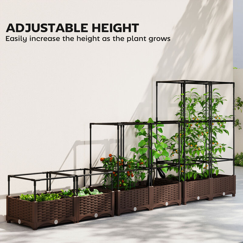 Hivvago Raised Planter Box with Trellis and Self-Watering Feature image number 4