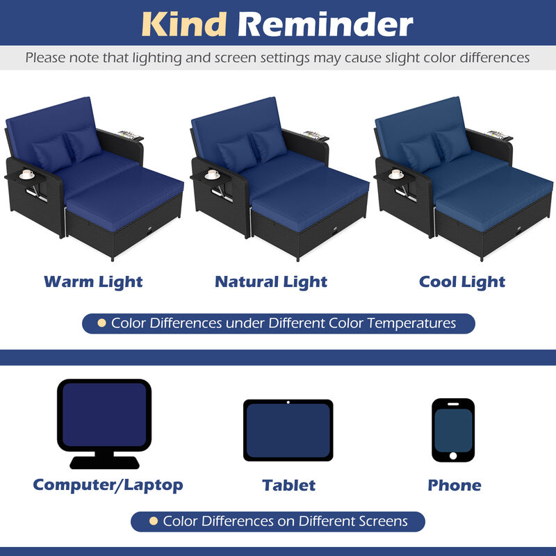 Outdoor PE Wicker Daybed with Adjustable 4 Level Backrest and Storage Ottoman image number 5