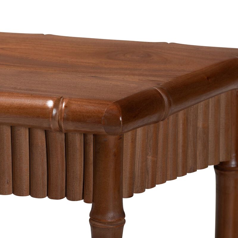 bali & pari Alessa Mahogany Wood Console Table - Fluted Wood Accent Table with Bamboo Motif and Two-Tier Display for Living Room, Entryway, or Hallway, 32 in. image number 4