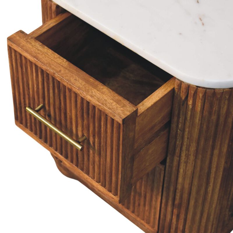 Artisan Furniture Solid Wood Marble Crest Bedside, 2 Drawers, Brown image number 5