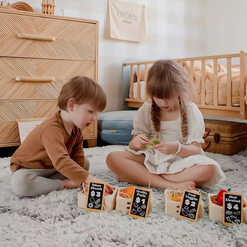 Wooden Food for Play Kitchen & Wooden Rack image number 3