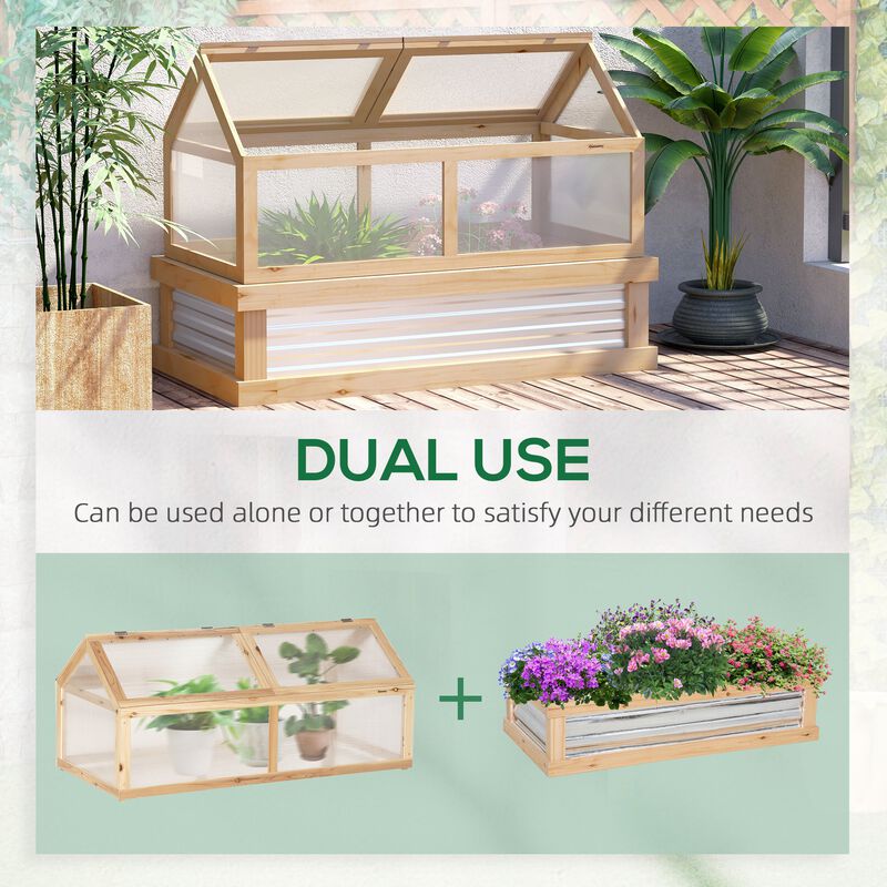 Hivvago Wooden Elevated Planter with Greenhouse Lid image number 3