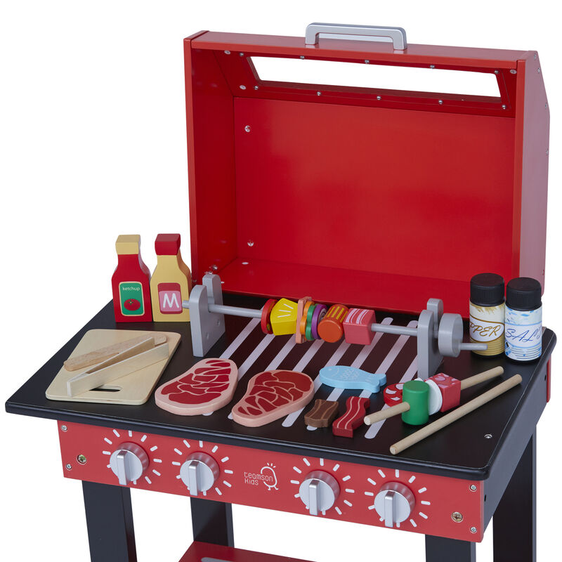 Little Helper Backyard BBQ Grill Playset with 26 Cooking Accessories, Red/Black image number 4