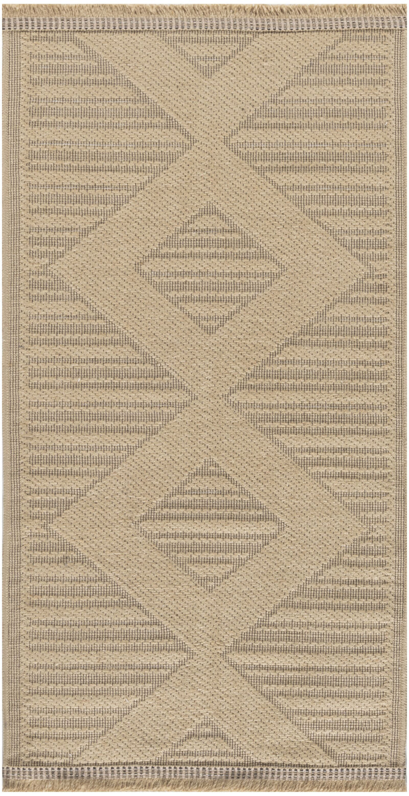 HomeRoots Geometric Flatweave Non Skid Area Rug With Fringe image number 0