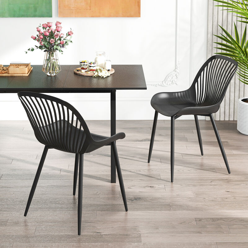 Modern Kitchen Chairs with Metal Legs, Cutout Backrest, Curved Seat for Dining Room Home Office