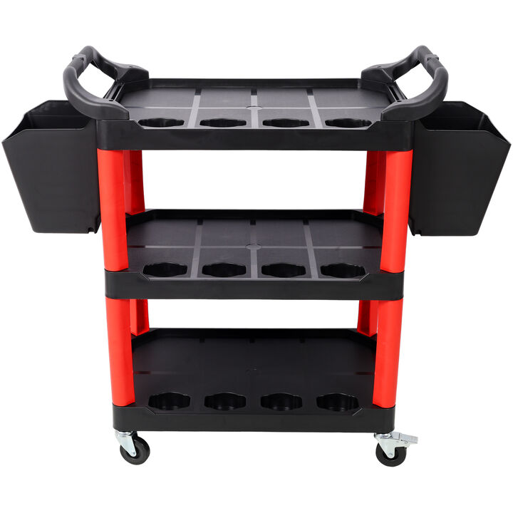 ELEMENT ACE 3 Tier Rolling Utility Storage Cart with Wheels and Hanging Buckets for Garage, Workshop, Auto Detailing and Repair Shop Tool Organization