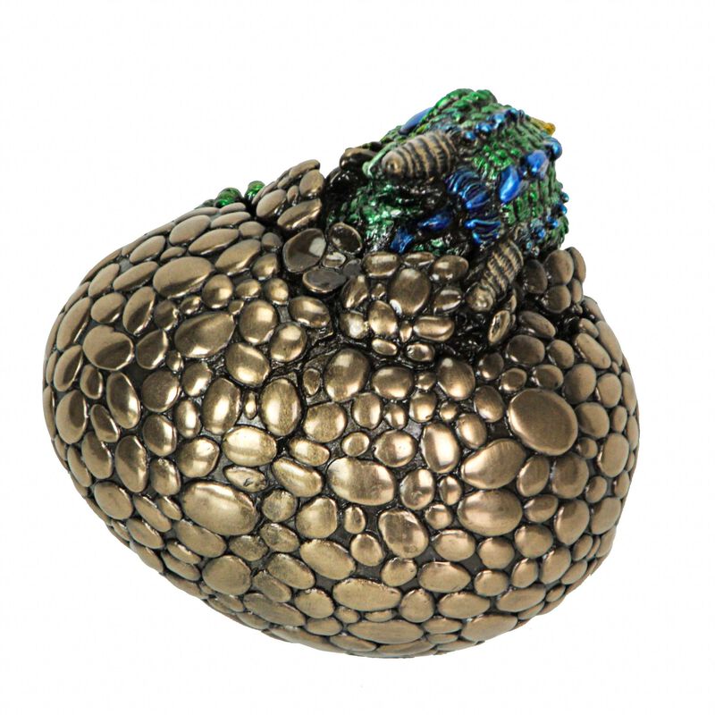 Bronze Finish Dragon Hatchling Figurine With Hand Painted Color Accents image number 4