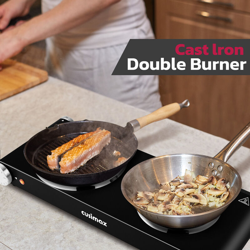 Cusimax 1800W Stainless Steel Electric Hot Plate, Portable Electric Stove, Double Burner for Cooking, Countertop Cooktop image number 7