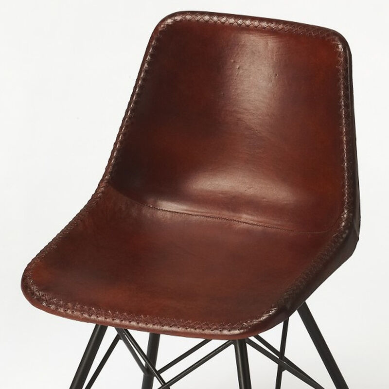 Hivvago 21 Inch Brown and Black Faux Leather Side Chair