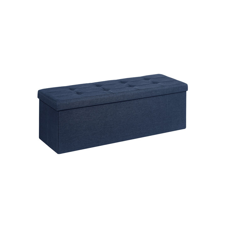 Long Folding Ottoman with Storage and Divider – 43" Upholstered Bench and Foot Stool for Home Organization