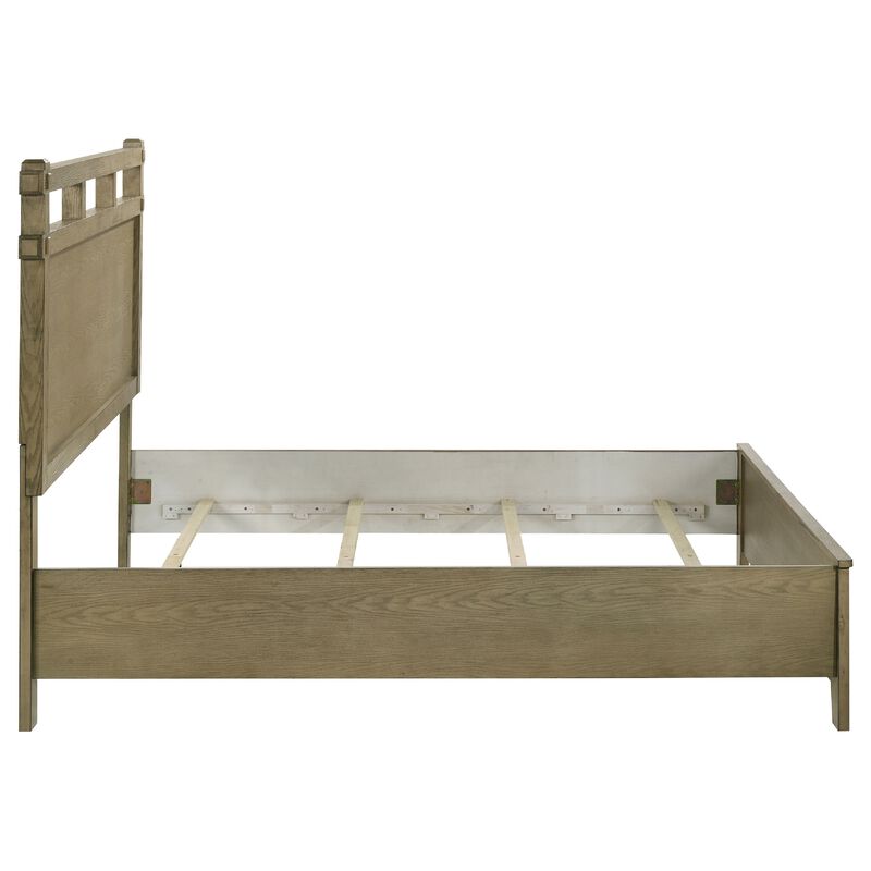 Hazel Queen Panel Bed, Open-Slat Headboard, Vineyard Oak Rubberwood image number 3