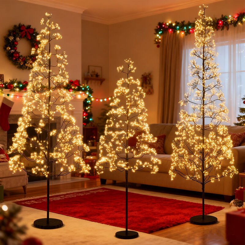 Pre-Lit Artificial Cedar Alpine Tree with Warm LED Lights and Stable Weighted Base image number 5
