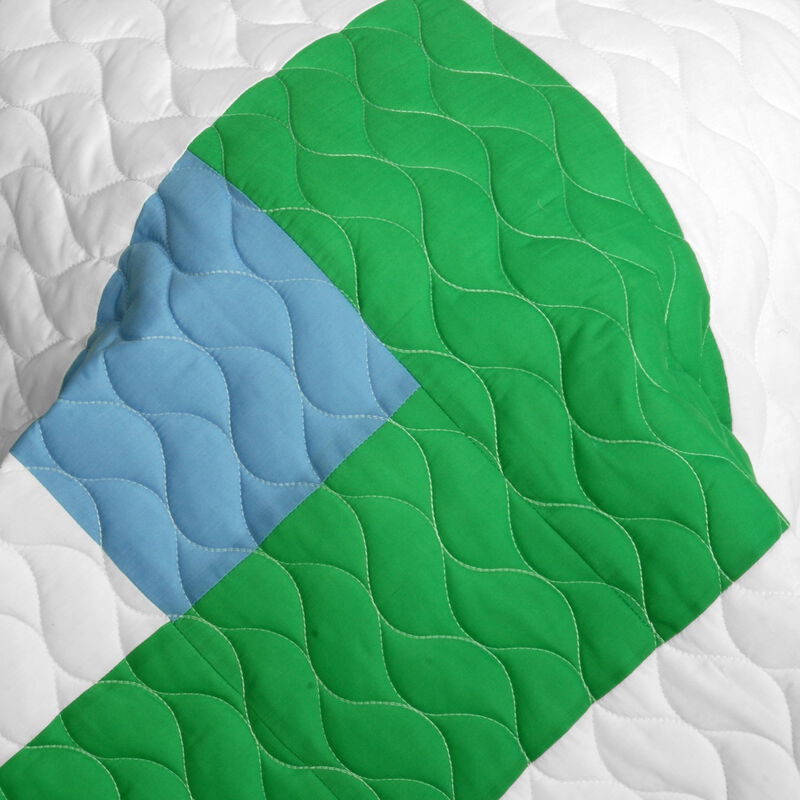 3 Pieces Reversible Geometric Quilt Set with Vermicelli Stitching image number 4