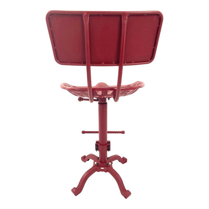 Carolina Living August Tractor Seat Barstool with Back - Red