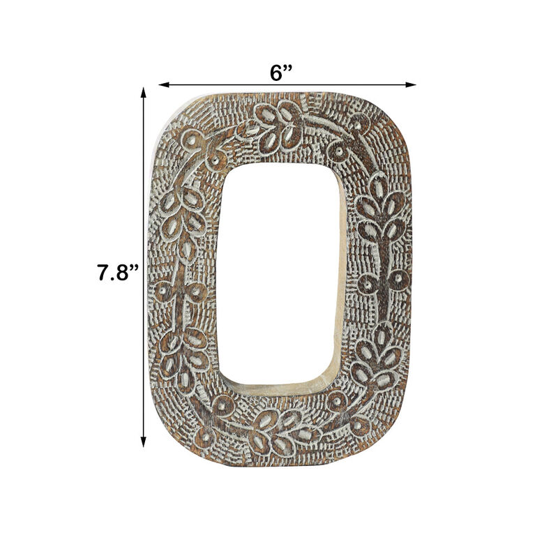 Vintage Gray Handmade Eco-Friendly "O" Alphabet Letter Block For Wall Mount & Table Top Décor