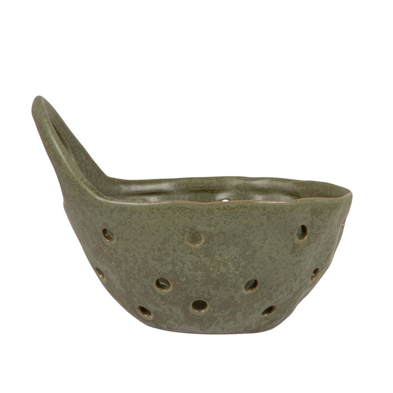 Reactive Glaze Stoneware Colanders, Green, Set of 2 image number 5